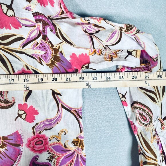 CC Chic Connection Top Womens XL Pink Cotton Floral Button Up Shirt - Picture 9 of 12